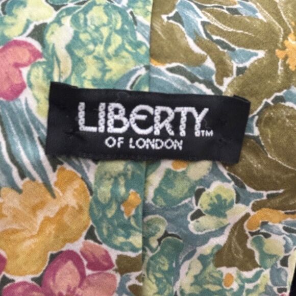 Liberty Of London Mens Neck Tie Floral 100% Cotton Vintage - Picture 1 of 8